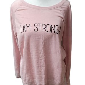 SALE! Ideology "I Am Strong" Sweater, Pink Ribbon, Breast Cancer Awareness